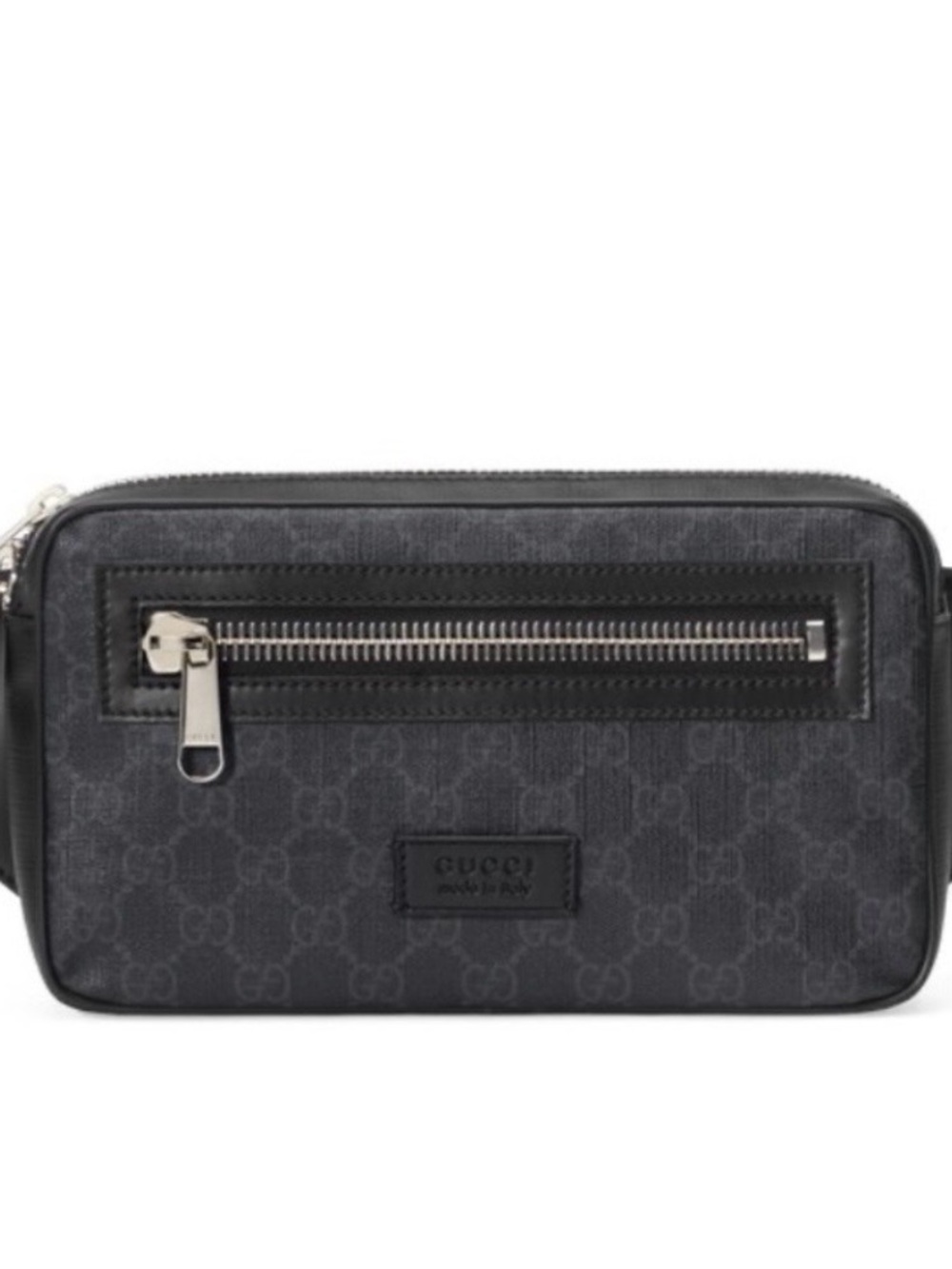 Gucci Gray GG Supreme Canvas Belt Bag with Silver Hardware